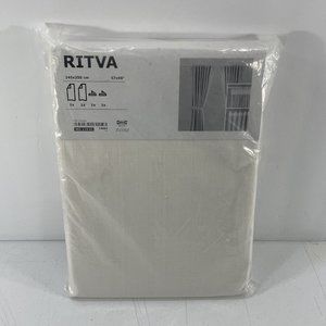 Ikea RITVA Curtains 2 Panels (1 pair) 100% Cotton w/Tie-Back 57" x 98" White New